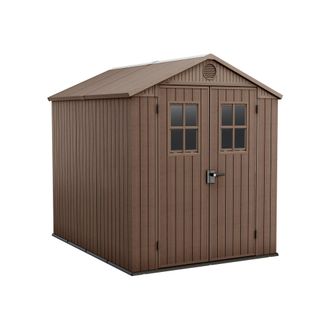 Dmora Caseta De Jard&iacute;n Lagundo, Cobertizo De Jard&iacute;n, Caseta De Jard&iacute;n, Trastero Para Herramientas, 190x244 H221 Cm, Marr&oacute;n - Dmora