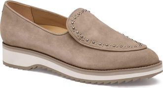 Johnston & Murphy Ulyssa Studded Platform Loafer in Taupe Suede at Nordstrom, Size 7.5