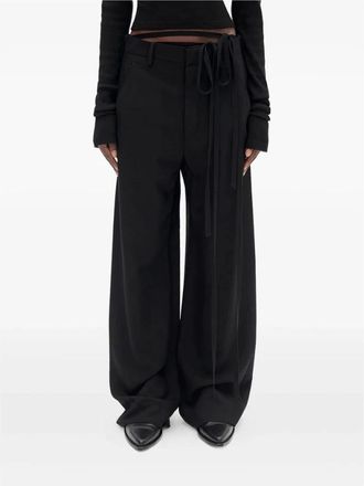 Ann Demeulemeester Anneke Comfort Broek - Dames - Wijde Broeken - Zwart - S - Leer - Broeken