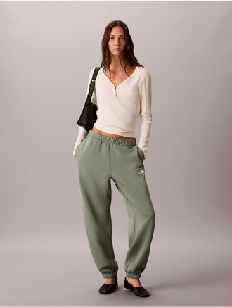 Calvin Klein Jeans Calvin Klein Womens Rhinestone Monologo Fleece Sweatpants - Green - XL