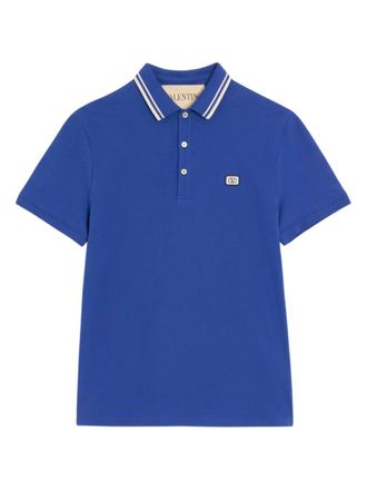 Valentino Blue Shirt Collar Polos