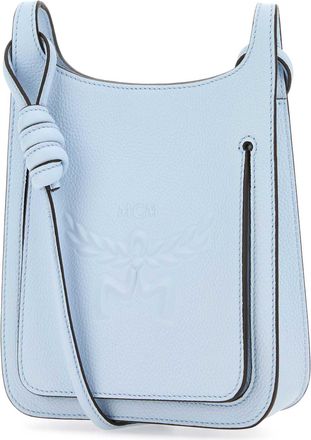MCM Womens Himmel Crossbody Bag Blue Leather