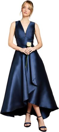 Coast Honoured Sleeveless Plunge Waterfall Twill Maxi Bridesmaid Dress, 16, Navy