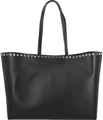 Valentino Garavani Womens Rockstud Tote Bag - Black Calfskin - One Size