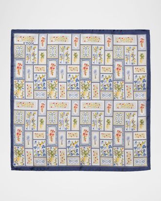 Eton Men & apos;s Patchwork Panama Silk Pocket Square