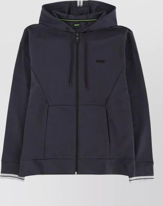 HUGO BOSS hooded long sleeve sweater with ribbed cuffs