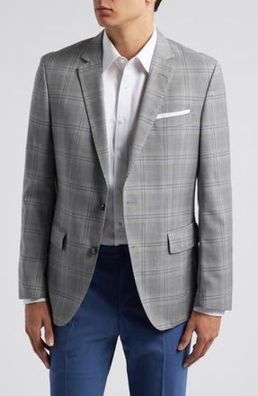 BOSS Hutson Windowpane Check Sport Coat in Medium Grey at Nordstrom Rack, Size 40 Short