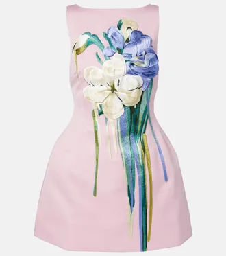 LEO LIN Ali floral-appliqu&eacute; minidress