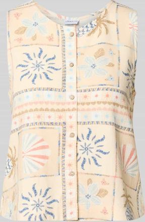 Jake*s Casual Blusentop aus Viskose-Leinen-Mix mit Knopfleiste in Beige, Gr&ouml;&szlig;e 36