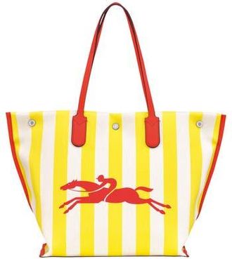 Longchamp Essential Stripe Cotton Canvas Tote Bag in Yellow/White at Nordstrom Rack