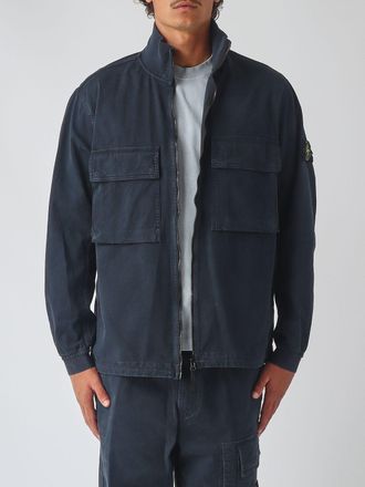 Stone Island Organic Cotton Shirt Jacket with Embroidered Compass Logo