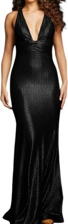 Jovani Plunging Neck Ruched Waist Prom Dress In Black