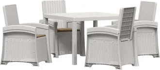 vidaXL Conjunto De Comedor De Jard&iacute;n 5 Uds. Blanco Y Topo Pp Vidaxl