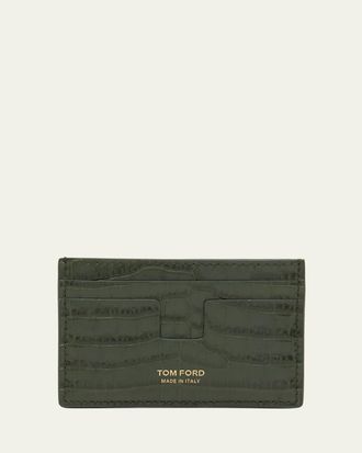 Tom Ford Mens Croc-Printed T Line Cardholder