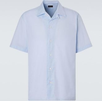 Brioni Camisa bowling de popel&iacute;n de algod&oacute;n a rayas