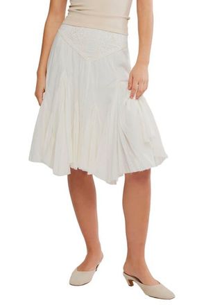 Free People Frida Embroidered Godet Midi Skirt in Ivory at Nordstrom, Size X-Small