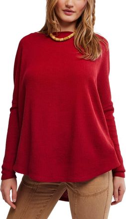Free People Latte Blue Oversize Thermal Top in Richest Red at Nordstrom, Size X-Small