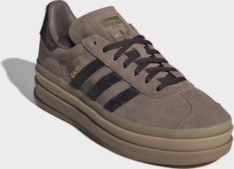 adidas Sneaker ADIDAS ORIGINALS GAZELLE BOLD, Damen, Gr. 38,5, earth strata, aurora coffee, gold metallic, Leder, Schuhe Sneaker