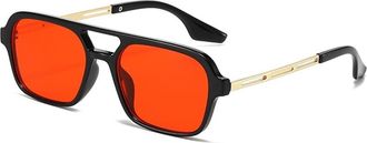 Generic Square Men Small Frame Sunglasses Outdoor Women Commuter Vacation Sun Glasses(Red)