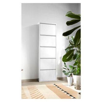 Dmora Zapatero Isidro, Zapatero, Armario De Entrada Multiusos, Zapatero, 50x15h172 Cm, Blanco, Con Embalaje Reforzado - Dmora