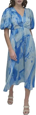 DKNY Dkny V-Neck Printed Scarf Twill Dress