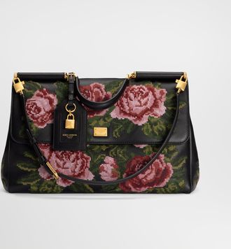 Dolce & Gabbana Maxi My Sicily Handbag In Fine Stitch Embroidery - Woman Handbags Multicolor Onesize