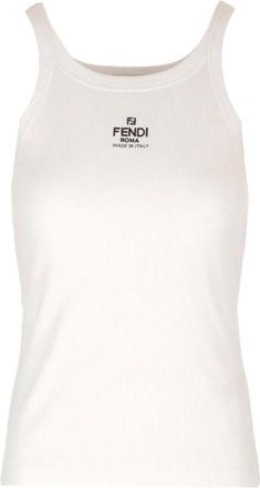 Fendi Tops, Dames, Wit, L, Nylon, Mouwloze Top