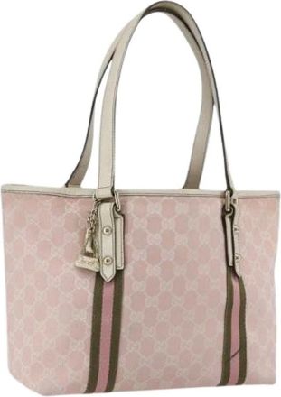 Gucci Pre-owned Tote Bags, female, Pink, Size: ONE SIZE Pre-owned Canvas Tote Bag