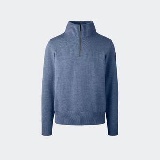 Canada Goose Rosseau Quarter Zip Sweater (Men, Ozone Blue Heather, XXL)