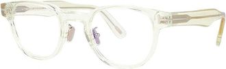 Tom Ford Eyeglasses Round Full Rim, Blonde Havana Frame And Clear Blue Light Block Lenses Lens Ft5783-D-B053