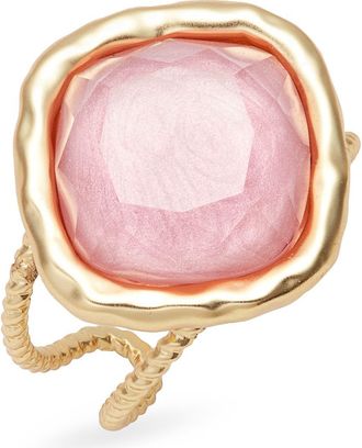 Karine Sultan Bezel Set Crystal Ring in Gold/pink at Nordstrom
