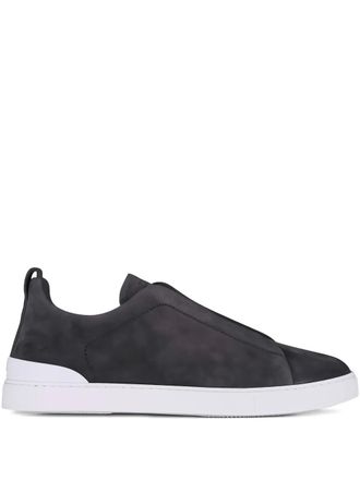 Ermenegildo Zegna Triple Stitch suede sneakers - men - Calf Suede/Calf Leather/Rubber - 8 - Grey