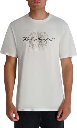 Karl Lagerfeld Printed Signature Graphic T-Shirt in White at Nordstrom Rack, Size Xx-Large