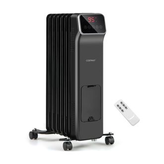 Costway 1500W Oil Filled Radiator Heater with Remote Control 3 Modes 24H Timer-White