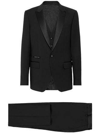 Philipp Plein notched-lapels suit set - men - Polyester/Elastane/Viscose/Virgin Wool/Acetate - 56 - Black