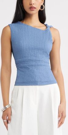 Open Edit Twisted Shoulder Textured Tank in Blue Umbra at Nordstrom, Size Xx-Small