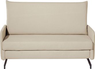 Beliani Sof&aacute; Cama Tapizado En Tela Beige 2 Plazas Sala De Estar Moderna Belfast