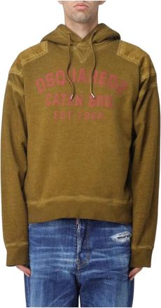 Dsquared2 Hoodies & sweatvesten, Heren, Groen, M, Katoen, Cypro Loose Hoodie
