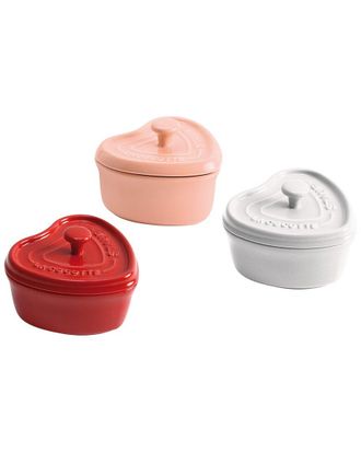Staub Ceramic 3Pc Mini Heart Cocotte Set