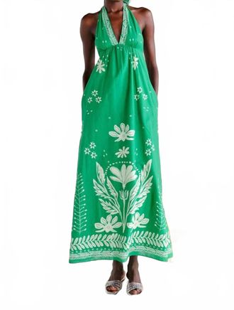 Saylor Tigris Meadow Midi Dress In Green/cream