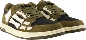 Amiri Mens Skel Top Low Trainers - Amiri Leather Khaki Calfskin Shoes - Sneakers