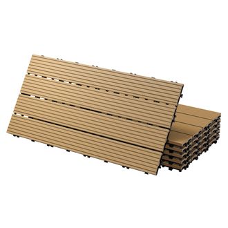 ECD Germany Ecd Germany Baldosas De Patio Wpc De 60x30 Cm 18 Piezas Por 3m&sup2; Con Aparencia De Madera Teca Con Sistema De Drenaje Y Instalaci&oacute;n Mediante Clic Azulej