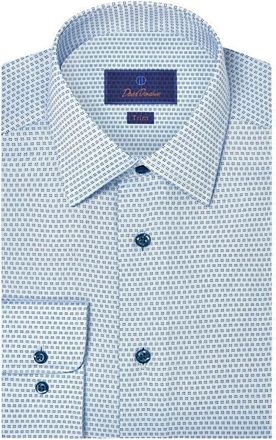 David Donahue Trim Fit Light Green Micropattern Cotton Dobby Dress Shirt in Sky/Navy at Nordstrom, Size 16.5 - 36