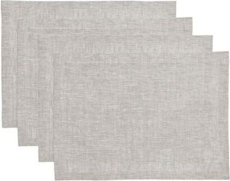 Solino Home Linen Placemats Set of 4, 14 x 19 Inch for Dining Table, Holiday and Everyday Table Decor - Athena in Oyster Grey at Nordstrom, Size