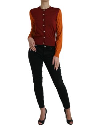 Dolce & Gabbana Womens Silk Crewneck Cardigan Multicolor