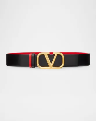 Valentino Garavani VLogo Signature Reversible Leather Belt, 40mm