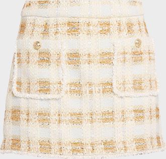 Ramy Brook Amaliah Plaid Tweed Mini Skirt