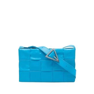 Bottega Veneta Pre-owned Cassette Schoudertas - Dames - Pre-owned - Blauw - Maat: ONE Size Leer