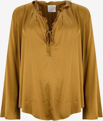 Forte_Forte Bluse aus Seidensatin mit Rüschenkragen