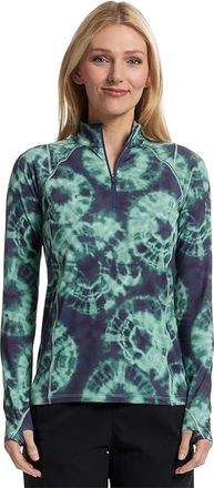 Mountain Hardwear Crater Laketm 1/2 Zip Womens Clothing Lapis Dusk Spore Dye Print : MD, Polyester/Elastane